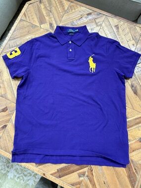 Ralph Lauren Purple Polo with Yellow Pony & Sleeve Number